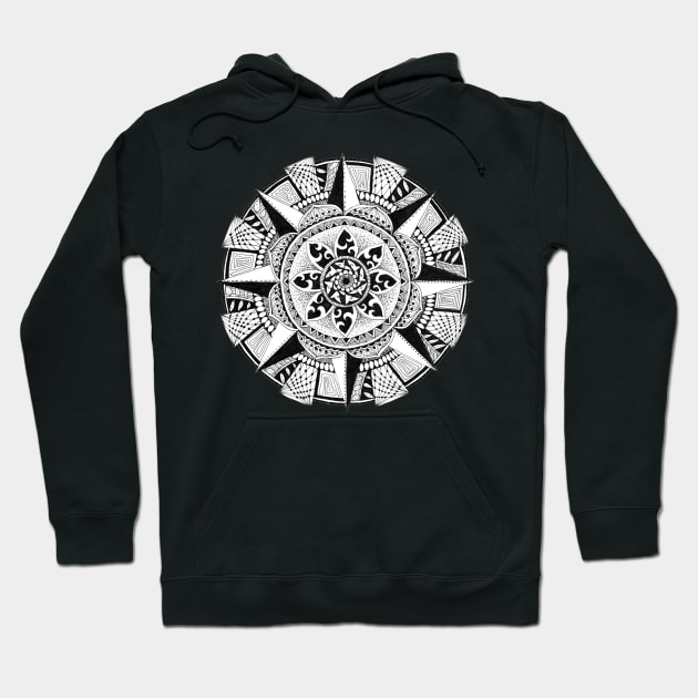 Black Ink Mandala 1 Hoodie by donna.norton.520